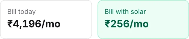 Bill today ₹4,196 a month, with solar ₹256