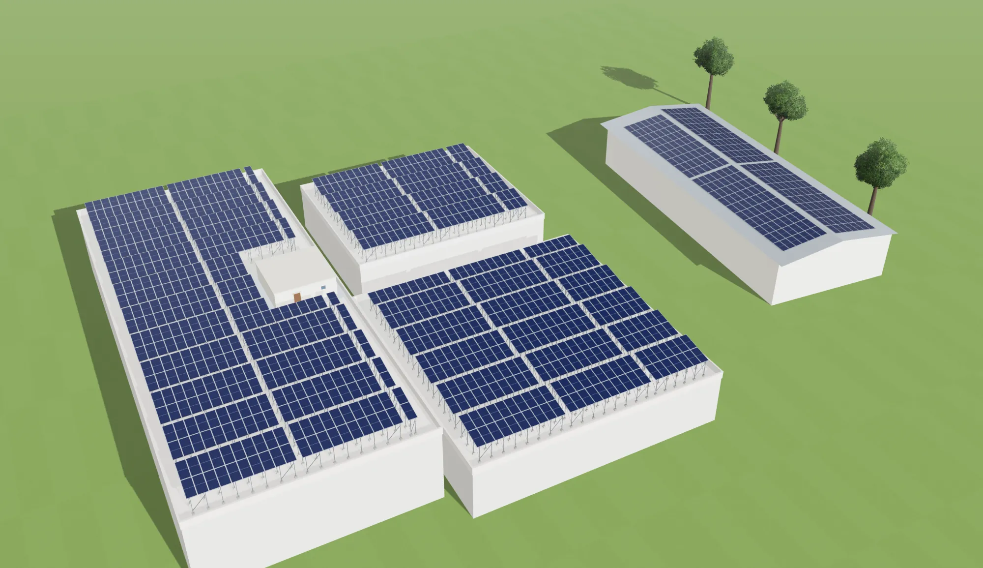 3D render of a 708.6 kWp factory design